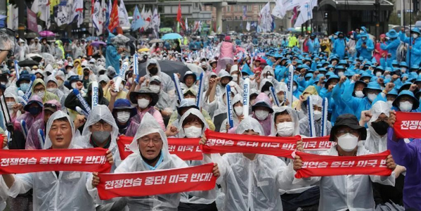 “撤走美军！”韩国民众举行反美集会