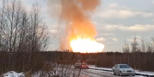 俄罗斯列宁格勒州一天然气站发生火灾